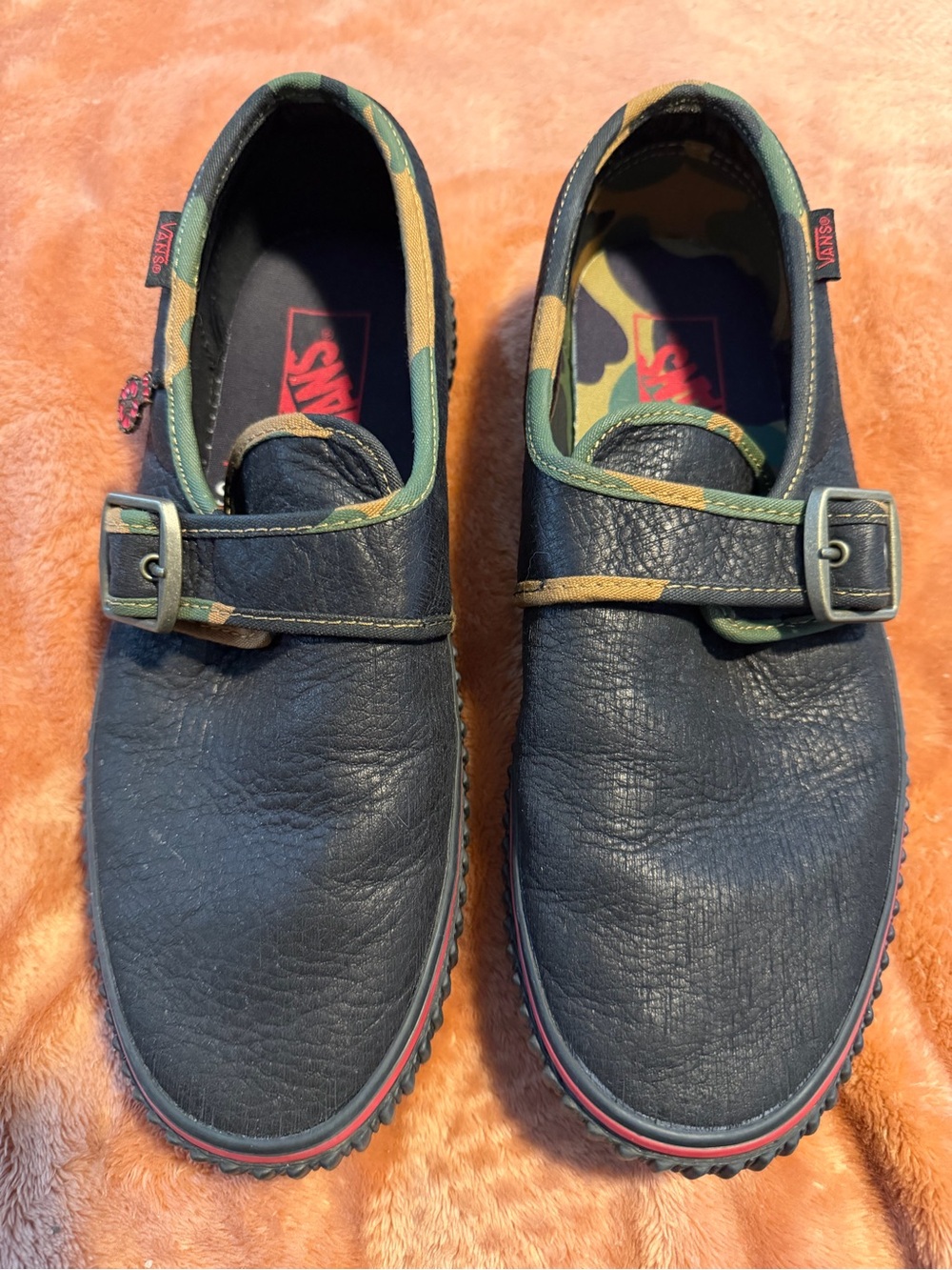 Vans House of Terror Black Leather with Green/Brown Camo Trim Creepers Lost Boys